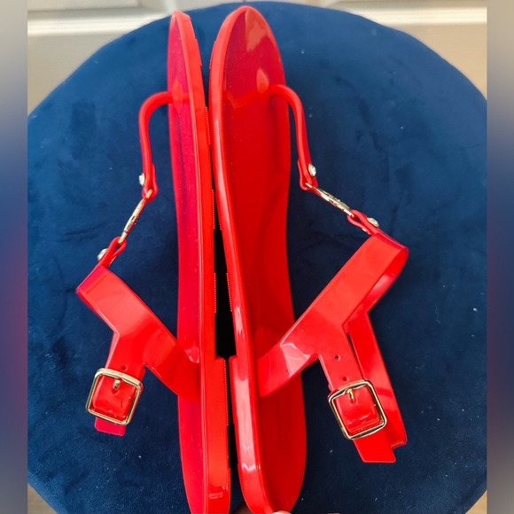 NEW Antonio Melani Jelliez Emblem Thong Jelly Sandals Red Size 9 - Picture 6 of 6